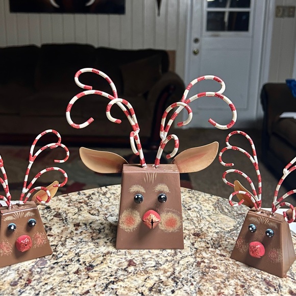 Reindeers • Candy Cane Antlers • Christmas • Brown • 3 • Metal • Ringing Bells - Picture 1 of 12